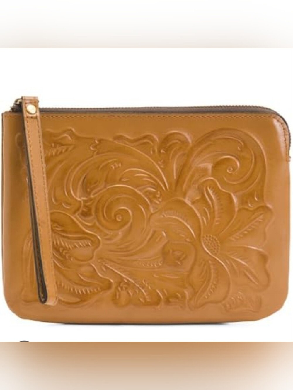 Patricia Nash - Embossed Leather Zip Folio in Biscuit Cassini Wristlet